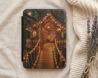 Whimsical Treehouse Library Kindle Case, Cozy Fantasy Book Nook Cover, Cottagecore Reader Gift, Book Lover Kindle Paperwhite Case