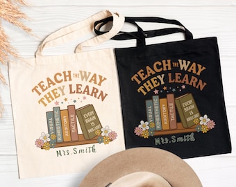 Borsa regalo per insegnanti, borsa scolastica personalizzata in tela, borsa per insegnanti dotati, borsa riutilizzabile per la scuola, borsa per il campus