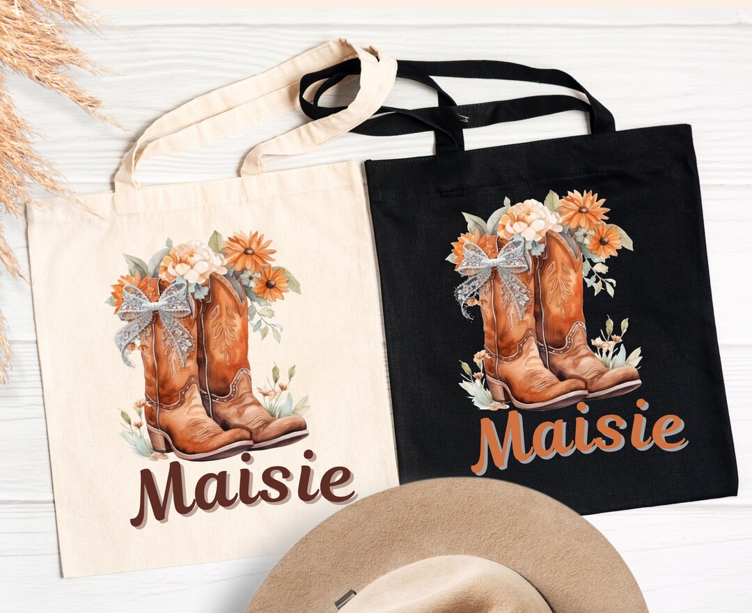 Western Cowgirl Bachelorette Tote Bags, Custom Bridal Shower Gift ...