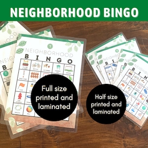 Bingo chasse au trésor dans le quartier : activité de plein air plastifiée