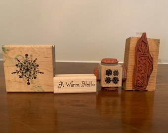 Lot of 4 Winter Rubber Stamps