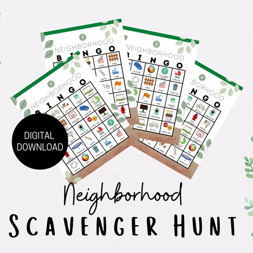 Neighborhood Walk Scavenger Hunt Bingo - Digital Download