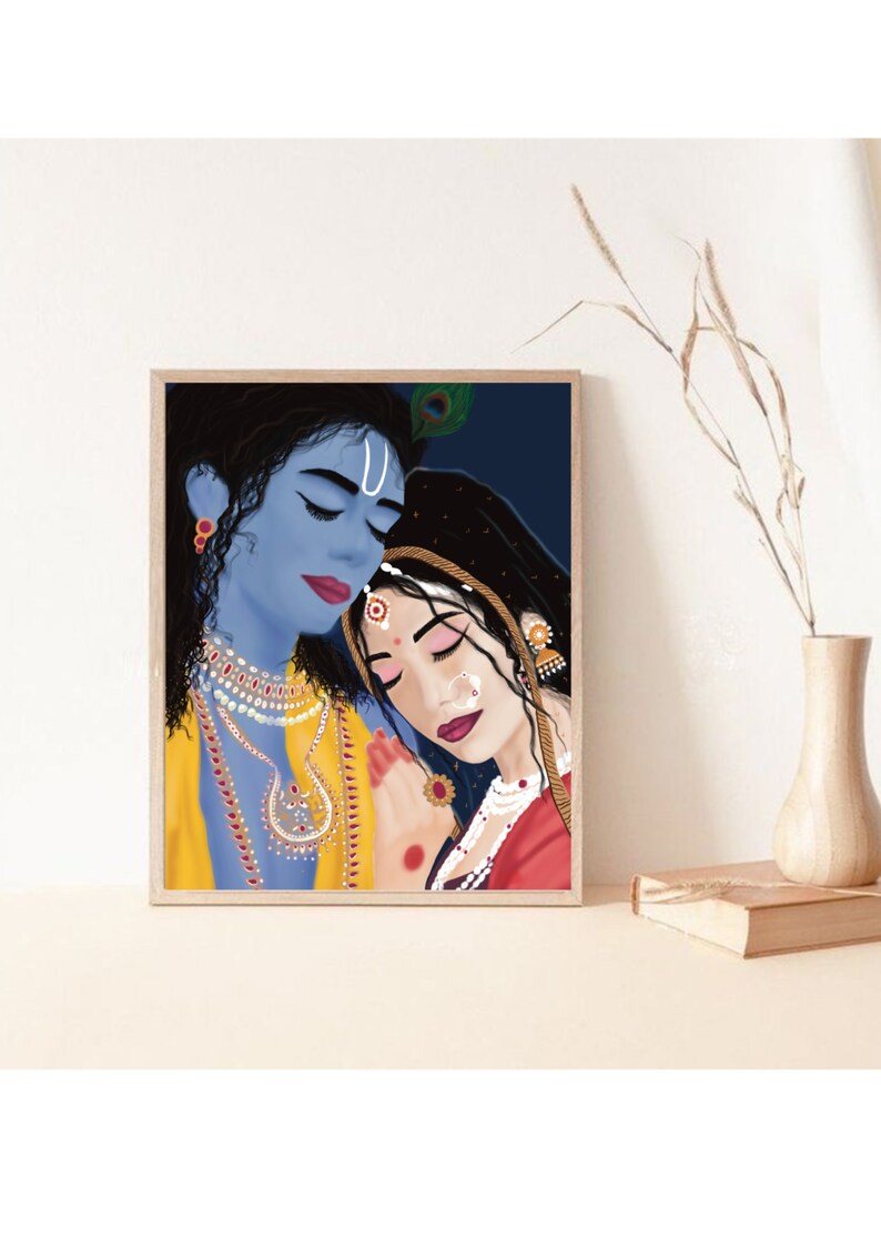 Radha Krishna Painting, Radha Krishna Wall Art Print,instant Download