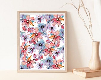 Floral Art Print, Floral Wall Art Print, Printable Art, Instant Download Print