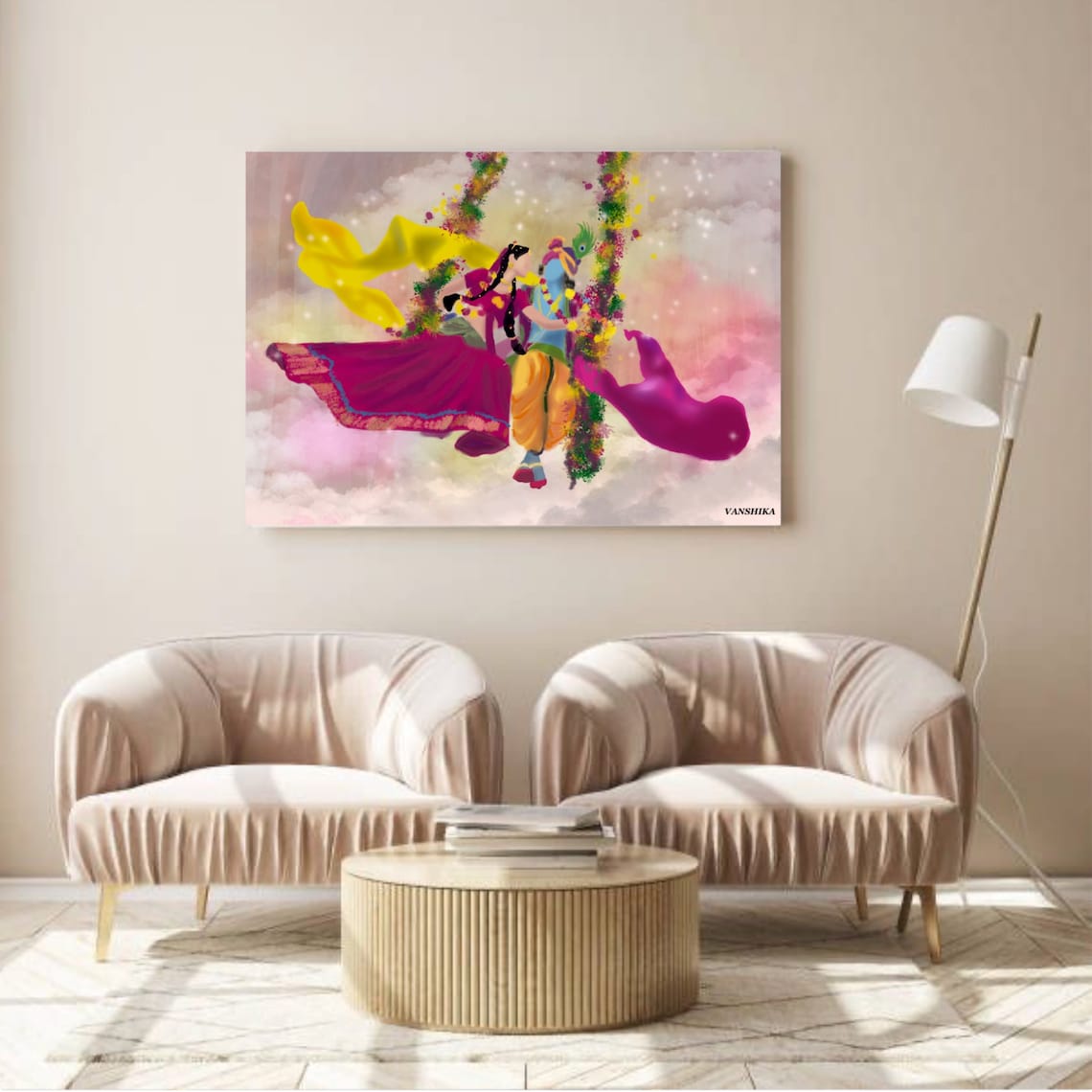 Radha Krishna Wall Art, Spiritual Hindu Wall Art, Radha Krishna ...