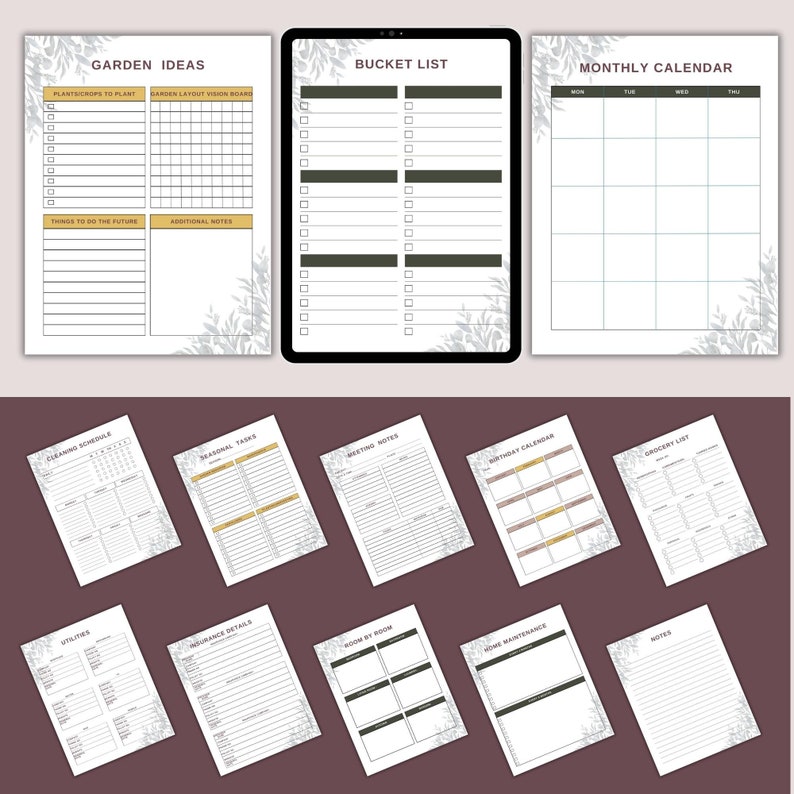 Household Planner Daily Weekly and Monthly Templates for - Etsy