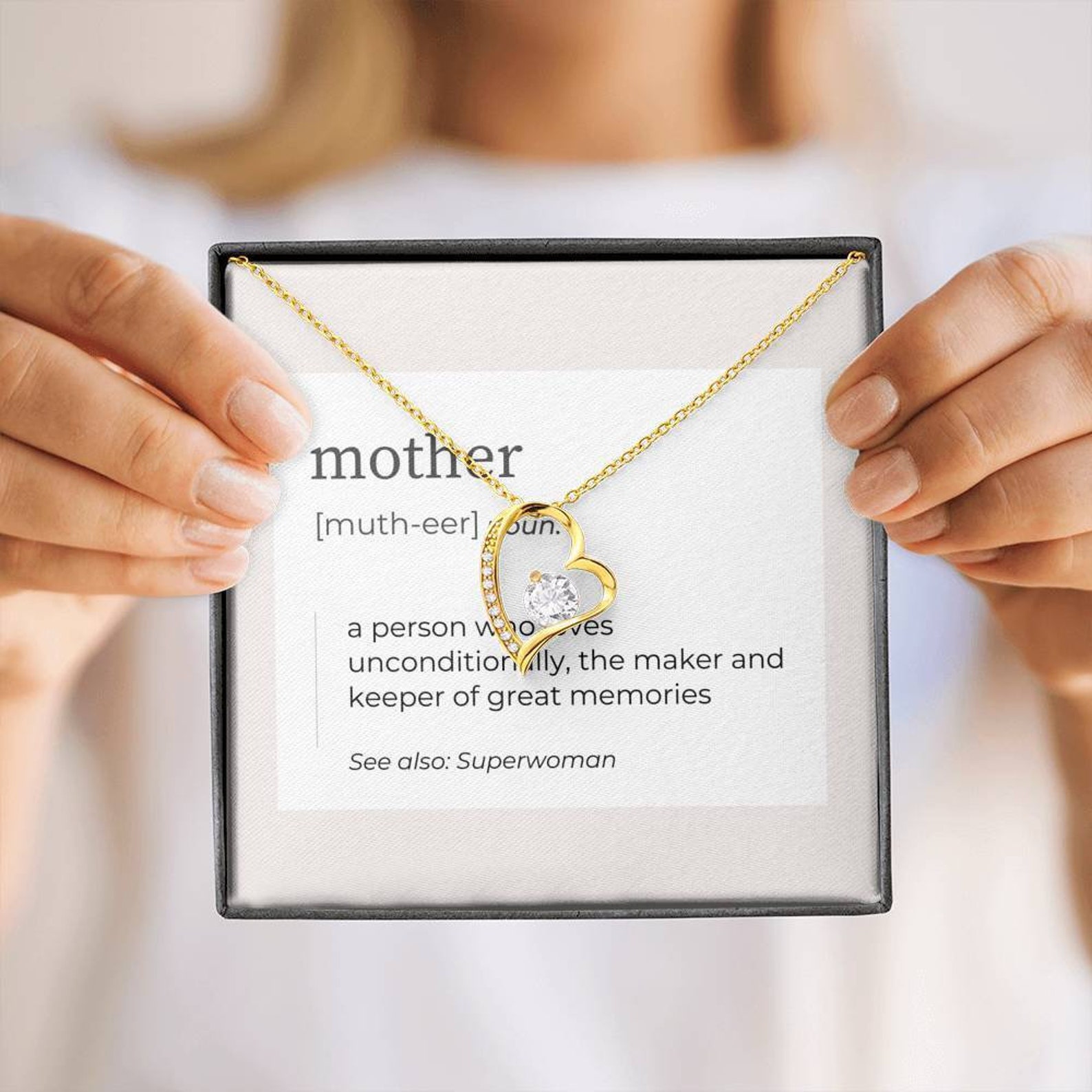 Mothers Necklace 18k Yellow Gold Mothers Day Gift Mom Gift Etsy