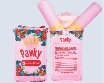 Pawky Crazy Crinkle Crunchy Toy com 2 Full Squeaky Stick - Morango | Presente para cachorro | presente para mãe de cachorro | Presente de Natal