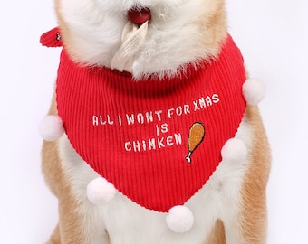クリスマス手作り犬用バンダナ - クリスマスに欲しいのはチムケンだけ | 犬へのプレゼント | 愛犬ママへのプレゼント | ホリデーギフト