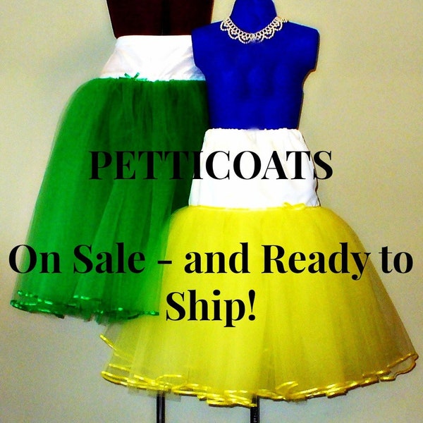 STOCK SALE ~ thin satin ribbon trimmed petticoat ~ knee length ~ small fullness tulle tutu