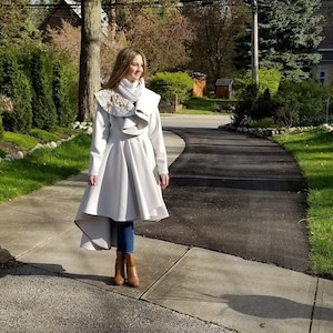 Miss Anna ~ Fit & Flare long romantic wool dress coat with full skirt
