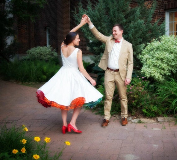 Rainbow petticoat hot sale wedding dress