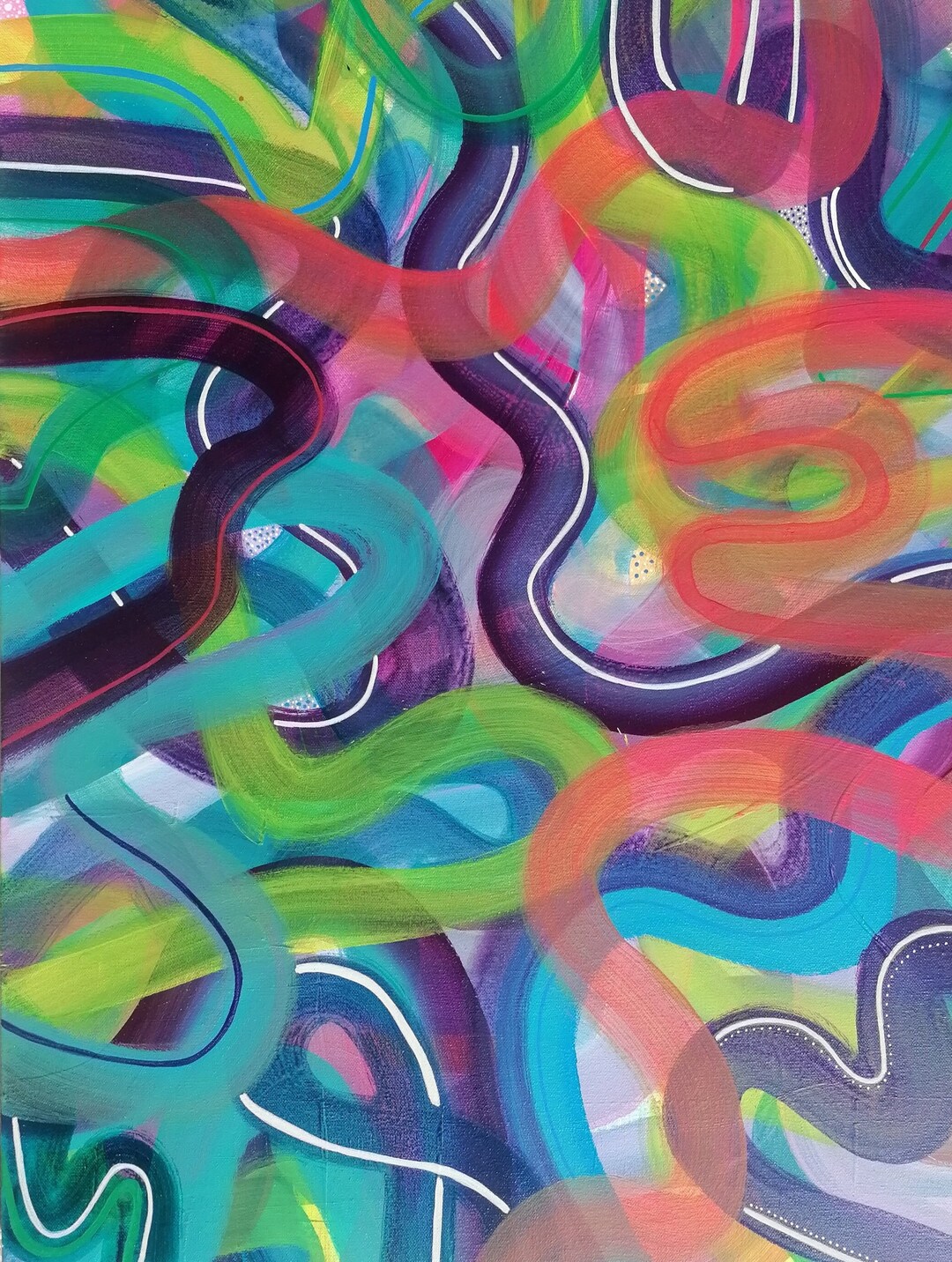 Original Colourful Abstract Contemporary Acrylic Painting for Etsy UK