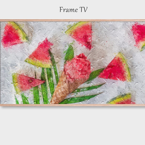 Art for the Frame TV, Watermelon Ice Cream, Digital Painting | Digital Artwork | Frame TV Art 4K on LoxingtonHatch