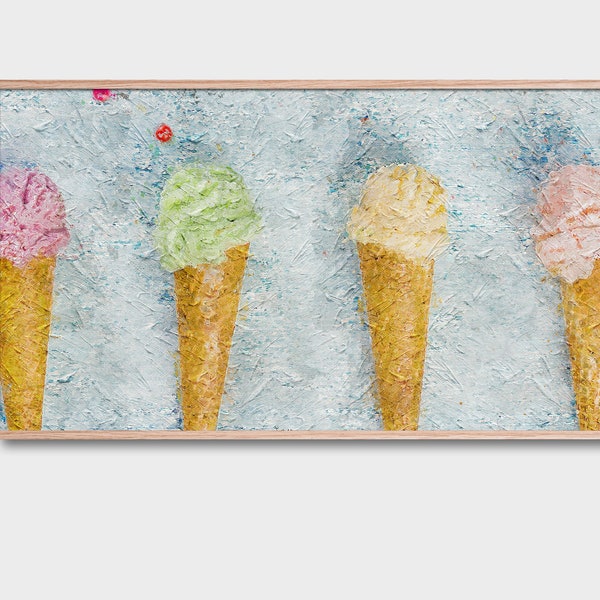 Frame TV Art., Ice cream cones in a row, Digital Painting | Digital Artwork | Frame TV Art 4K on LoxingtonHatch