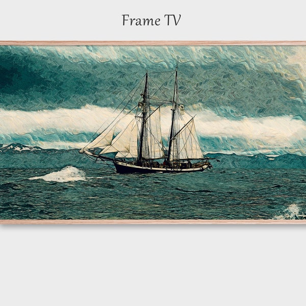 Frame TV Art., Ship Navigating Waves | Digital Artwork | Frame TV Art 4K on LoxingtonHatch