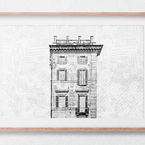 An Old Building. Minimalist Art. Digital Print. Digital Download. Wall Art. Digital Artwork. Printable Art.