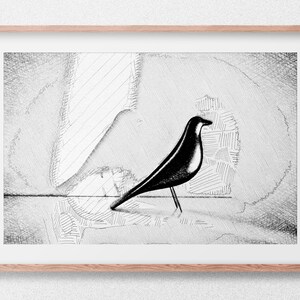 Decorative Bird, Sketch. Minimalist Art. Digital Print. Digital Download. Wall Art. Digital Artwork. Printable Art.
