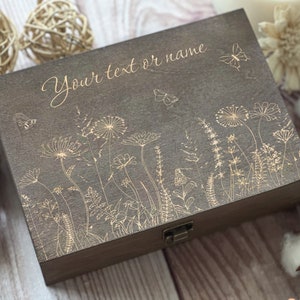 Flowers And Butterflies, Personalized Wooden Box, Love, Gift For Women, Friend Gift, Boxes Wholesale, Custom Box, Keepsake Box, Memory Box