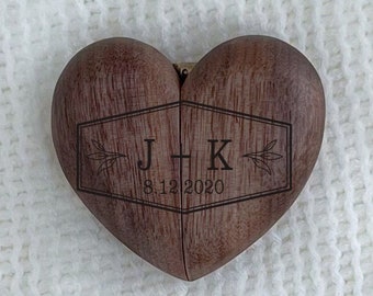 Expertly Crafted Heart-Shaped Ring Box: Ideal for Proposals, Special Keepsakes, and Custom Engravings