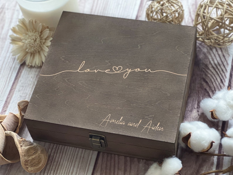 Love You, Personalized Wooden Box, Gift For Couples, Laser Engraved Custom Box, Keepsake Box, Memory Box, Personalized Gift, Boxes Wholesale image 3