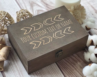 Personalized Wooden Keepsake Box: Engraved Memory Box