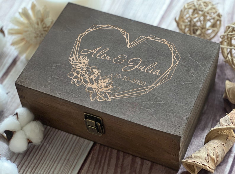 Love Box, Personalized Wooden Box, Anniversary Gift, Wedding Gift, Couple Gift, Boxes Wholesale, Custom Box, Keepsake Box Memory Box image 2