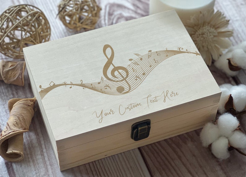 Music, Art, Personalized Wooden Box, Gift For Friend, Personalized Gift, Store Concert Tickets, Custom Box, Keepsake Box, Memory Box image 3