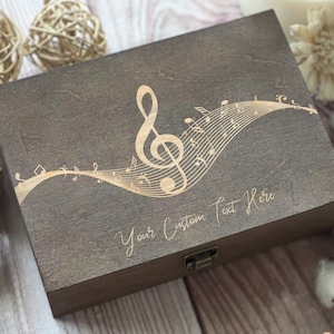 Music, Art, Personalized Wooden Box, Gift For Friend, Personalized Gift, Store Concert Tickets, Custom Box, Keepsake Box, Memory Box image 1