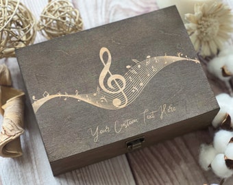 Music, Art, Personalized Wooden Box, Gift For Friend, Personalized Gift, Store Concert Tickets, Custom Box, Keepsake Box, Memory Box