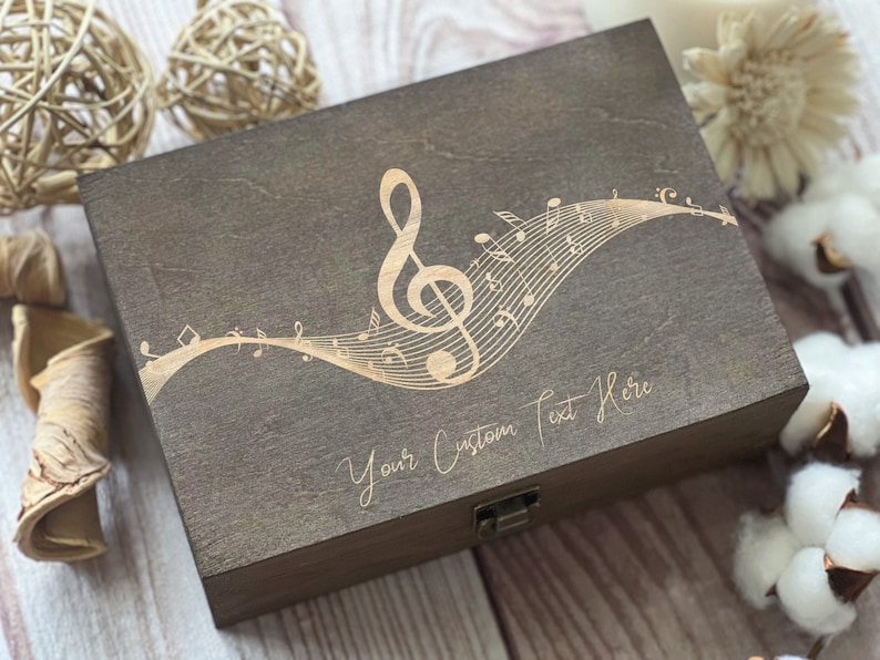 Music, Art, Personalized Wooden Box, Gift For Friend, Personalized Gift, Store Concert Tickets, Custom Box, Keepsake Box, Memory Box image 1