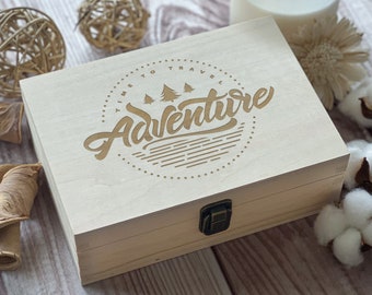 Adventure, Custom Box, Personalized Box, Keepsake Box, Memory Box Personalized Gift, Boxes Wholesale, Travel Gift, Box Laser Engraved