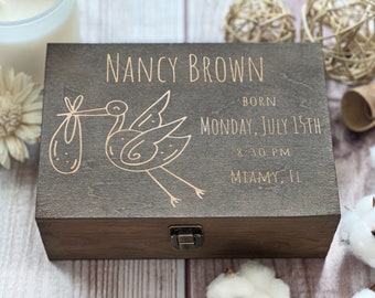 Personalized Wooden Baby Memory Box: Engraved Keepsake Gift