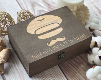 Personalized Wooden Keepsake Box: Military Pilot Design, Engraved Memory Box