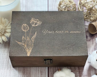 Lovely Flowers, Personalized Wooden Box, Sister Gift, Gift For Wife, Women Gift, Boxes Wholesale, Custom Box, Keepsake Box, Memory Box