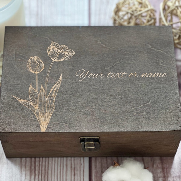 Lovely Flowers, Personalized Wooden Box, Sister Gift, Gift For Wife, Women Gift, Boxes Wholesale, Custom Box, Keepsake Box, Memory Box