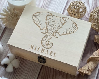 Elephant, Personalized Wooden Box, Gift For Father, Gift For Friend, Men Box, Box For Him, Custom Box, Keepsake Box, Memory Box, Photo Box