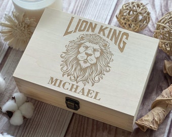 Lion King, Personalized Wooden Box, Gift For Father, Gift For Friend, Men Box, Boxes Wholesale, Custom Box, Keepsake Box, Memory Box
