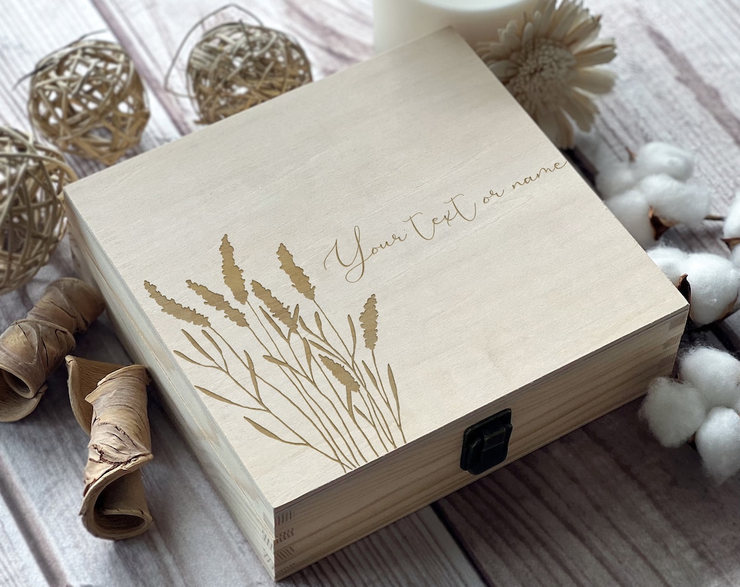Lavender Engraved Wooden Memory Box: Personalized Keepsake Gift - Etsy