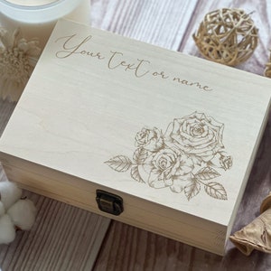 Rose flowers Love Box, Personalized Box For Sister, Flower Gift Box, Memory Box, Wooden Box, Anniversary Gift,Custom Boxes, Keepsake Box