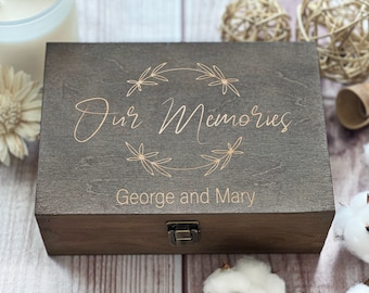 Our Memories, Personalized Wooden Box, Anniversary Gift, Valentines Gift, Couple Gift, Boxes Wholesale, Custom Box, Keepsake Box, Memory Box