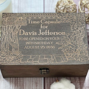 Engraved Memory Box: 1st Birthday Time Capsule, Baby&#39;s Keepsake Box, Wedding Anniversary Gift | To Open on Your 18th Birthday