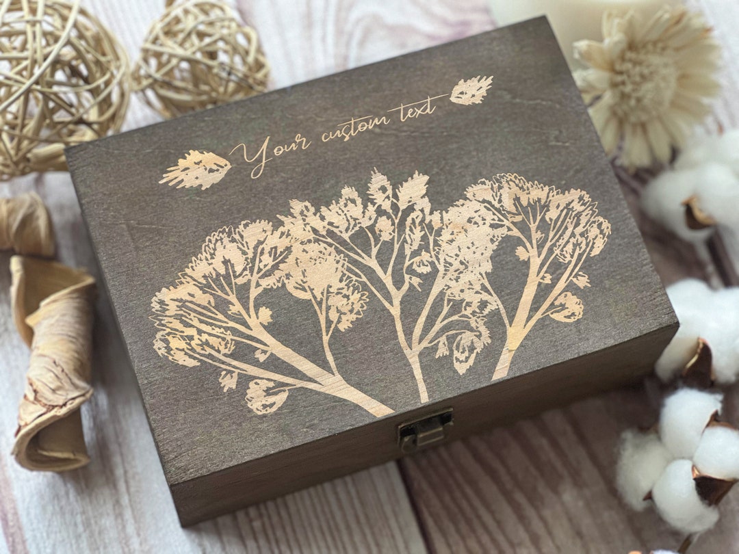 Personalized Forest Tree Wooden Keepsake Box: Engraved Memory Box - Etsy