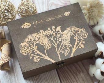 Bos, Bomen, Aangepaste Doos, Cadeau voor Koppels, Liefdescadeau, Aandenken Doos, Laser gegraveerd, Gepersonaliseerde Houten Doos, Dozen Groothandel, Memory Box