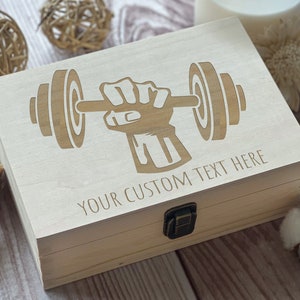 Dumbbell, Sports, Fitness, Personalized Wooden Box, Gift For Him, Best Friend Gift, Boxes Wholesale, Custom Box, Keepsake Box, Memory Box