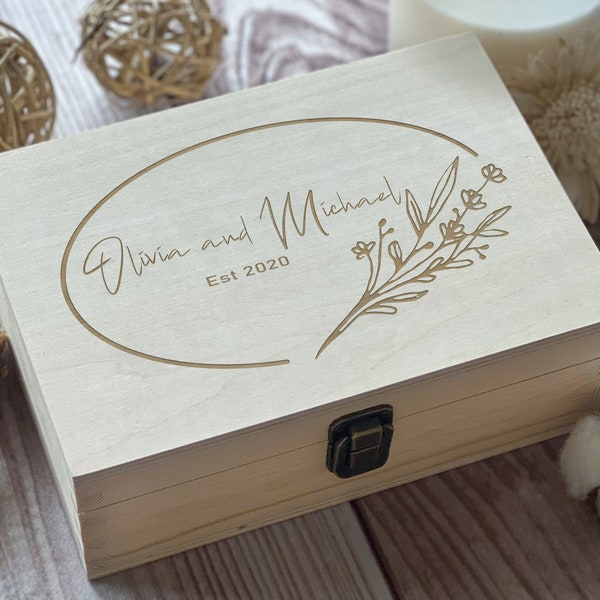 Wooden Wedding Memory Box - Personalized Keepsake Chest for Cherished Memories and Special Moments Gift for Anniversary Celebration