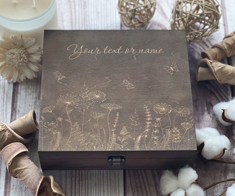 Flowers And Butterflies, Personalized Wooden Box, Love, Gift For Women, Friend Gift, Boxes Wholesale, Custom Box, Keepsake Box, Memory Box image 5