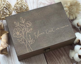 Flowers Gift Box, Personalized Wooden Box, Keepsake Box, Custom Box, Memory Boxes, Women Gift Box, Floral Box, Thank You Gift