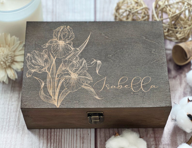 Personalized Wooden Box with Engraving Bridesmaid Gifts, Birthday Gifts for Her, Jewelry Organizer image 4