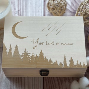 Crescent Moon, Falling Stars, Personalized Wooden Box, Gift For Friend, Gift For Family, Birthday Box, Custom Box, Keepsake Box, Memory Box image 5